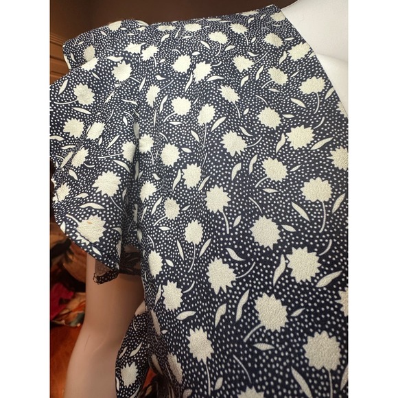 Urban Outfitters Wrap-Front Dress Navy White Size Small - Picture 7 of 12